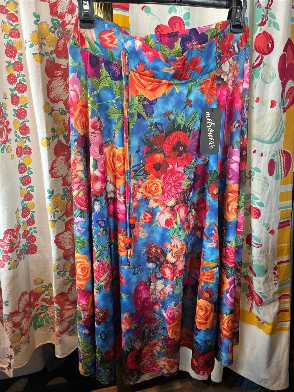 Matracean Blue Floral A-Line Maxi Skirt - Picture 2 of 4